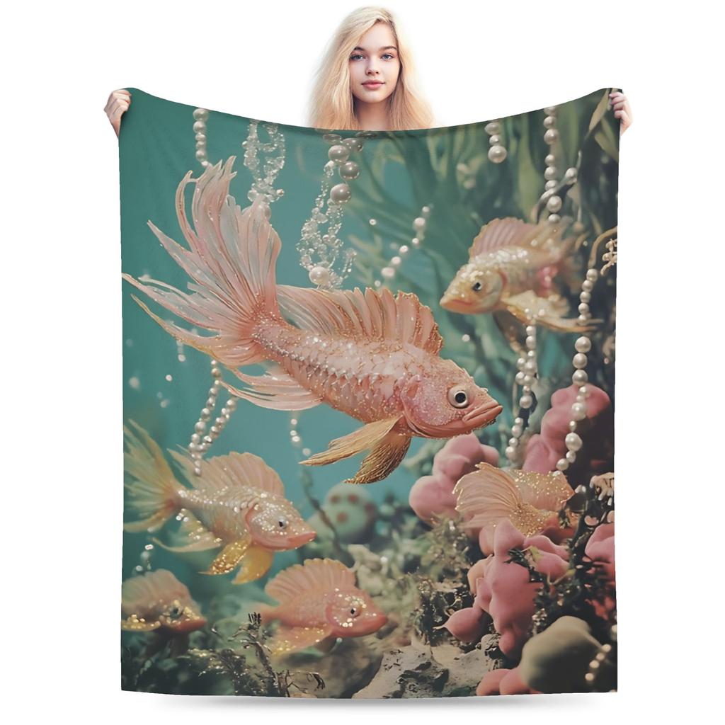 Retro Sardines Plush Blanket Girls Boys Flannel Throw Blanket For Couch Chair Sofa Super Soft Custom Quality Bedspread Gift