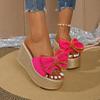 Women Wedges Slippers New Summer Fashion Bow Designer Slippers Thick Sole Non-Slip Outdoor Sandals Casual Open Toe Slides Women
