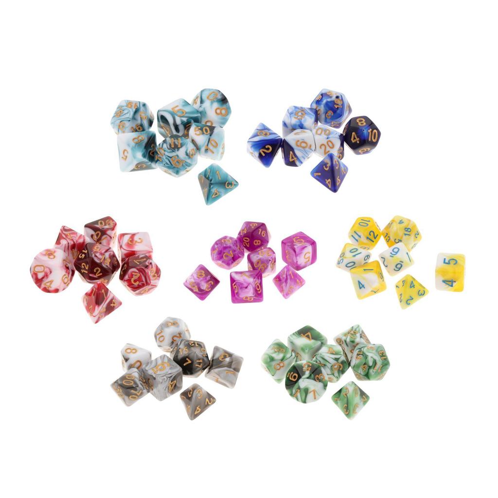 Набор из 7 шт. Акриловые многогранные кубики Double-Colors D8 D10 D10% D12 D20 для настольных игр, семейных игр, RPG