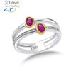 GZ ZONGFA Original 925 Sterling Silve Rings for Women Natural Ruby Diamond 0.5Carats Gems 10K Gold Luxury Wedding Fine Jewelry