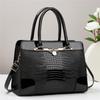 2024 New Crocodile Pattern Handbag Bright Leather Women's Bag Simple Middle-aged Women's Bag Cross-border Large Bag Mother's Bag