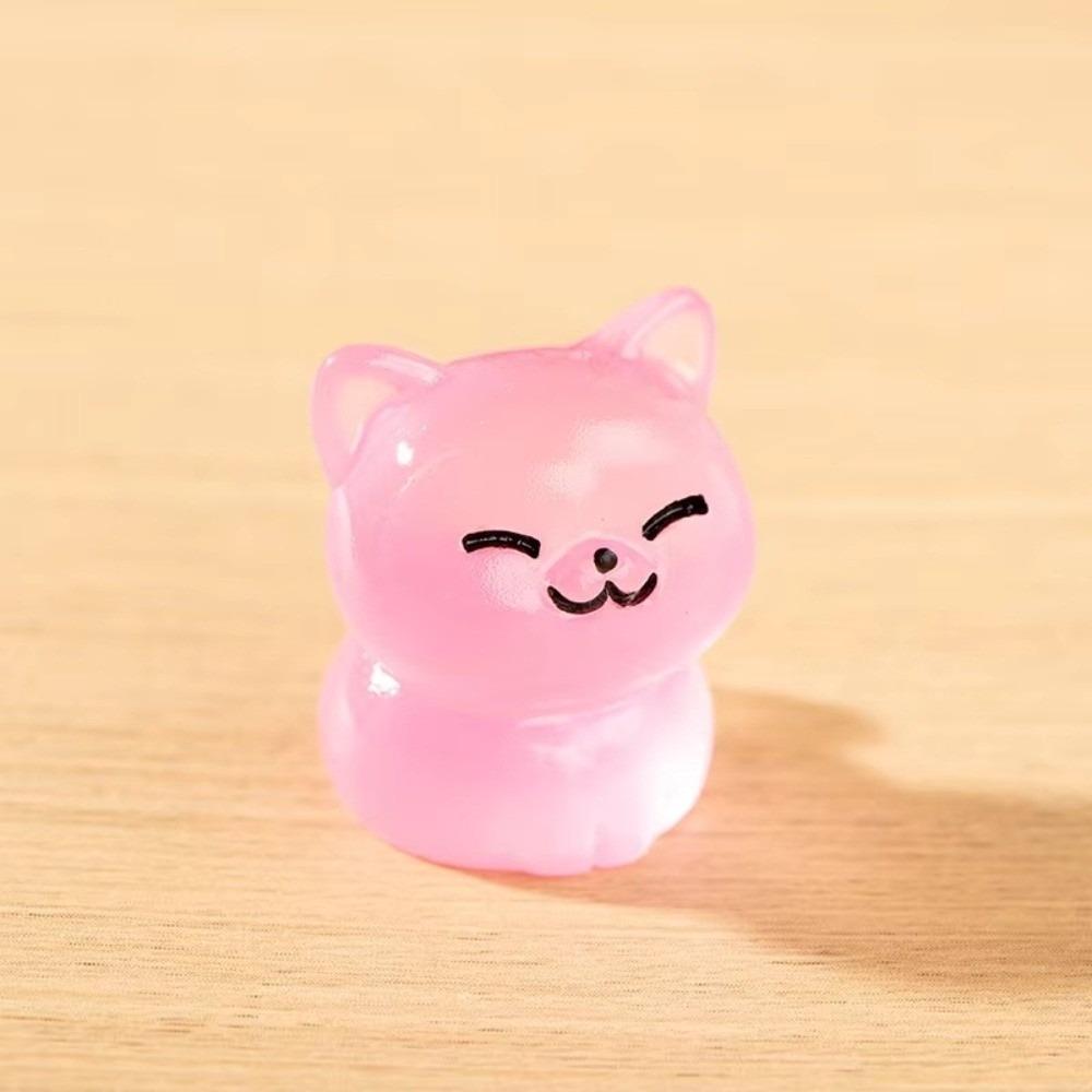 Glow At Night Mini Cat Animal Tiny Cat Ornaments Glow Dark Ornaments for DIY Home Decor
