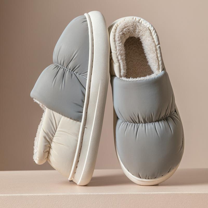 Down Cotton Slippers Autumn and Winter Bag Heel Non-slip Indoor Home Home Home Thickened Warm Couple Outer Cotton Shoes
