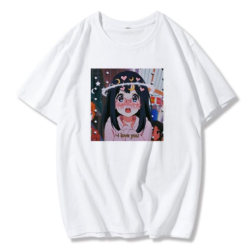 Women&Amp;#39;S T Shirts Summer O Neck Short Sleeve Tee Ulzzang Harajuku Vintage Oversized T Shirt Cartoon Female T-Shirt Tops Clothes
