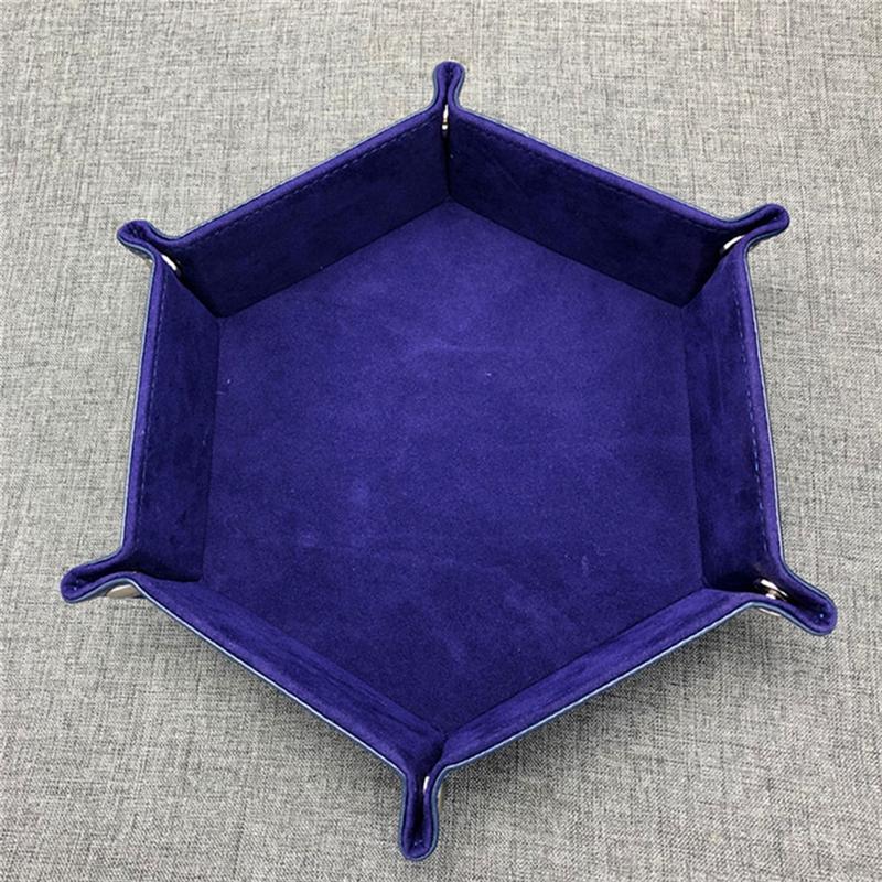 New PU Leather Hexagon Dice Collapsible Rolling Tray Storage Box for Board Games Home Supplies Foldable