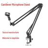 Adjustable Desktop Clip-On Microphone Stand, 360° Rotation, Metal Cantilever for Live Recording, Fits 35 Models