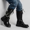 Men Fashion Motorcycle Boots Mid-calf Boots Gothic Belt Punk Boots Men Shoes Hightop Casual Boots Zapatos Hombre