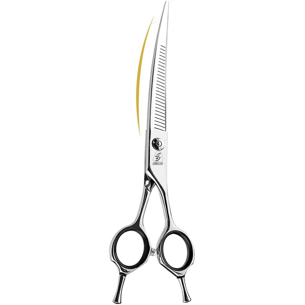 SANGELAR 7 Inch Japan 440c Curved Chunker Scissors Paint Shaped Scissors Pet Grooming Shear Special Design