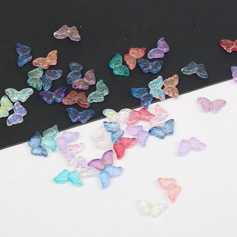 50PCS Butterfly Beads Czech Glass Loose Spacer Beads For Needlework Earrings Bracelet Jewelry Making Components Crafts DIY