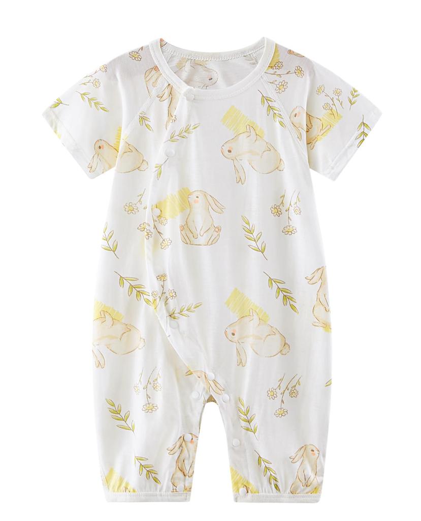 Short Sleeve Open Baby Bamboo Baby [Hapipana] Romper, Summer, Front, Clothes, Bodysuit, Coverall, Newborn, Underwear, Boys, Girls, Fiber, Cotton,