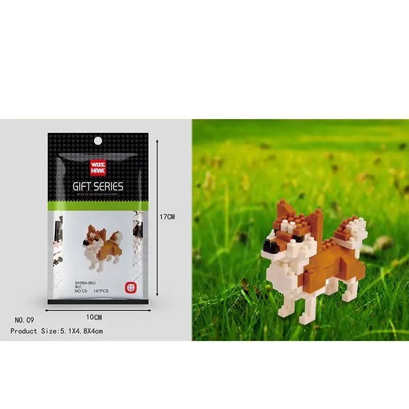 Mini Animals Micro Particle Building Blocks Diamond Bricks Cat Dog Parrot Corgi Flamingo Models Assembly Toys For Kids Children