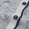 PORTS Women's 2025 Fall Sky Blue Colorblock Knit Cardigan