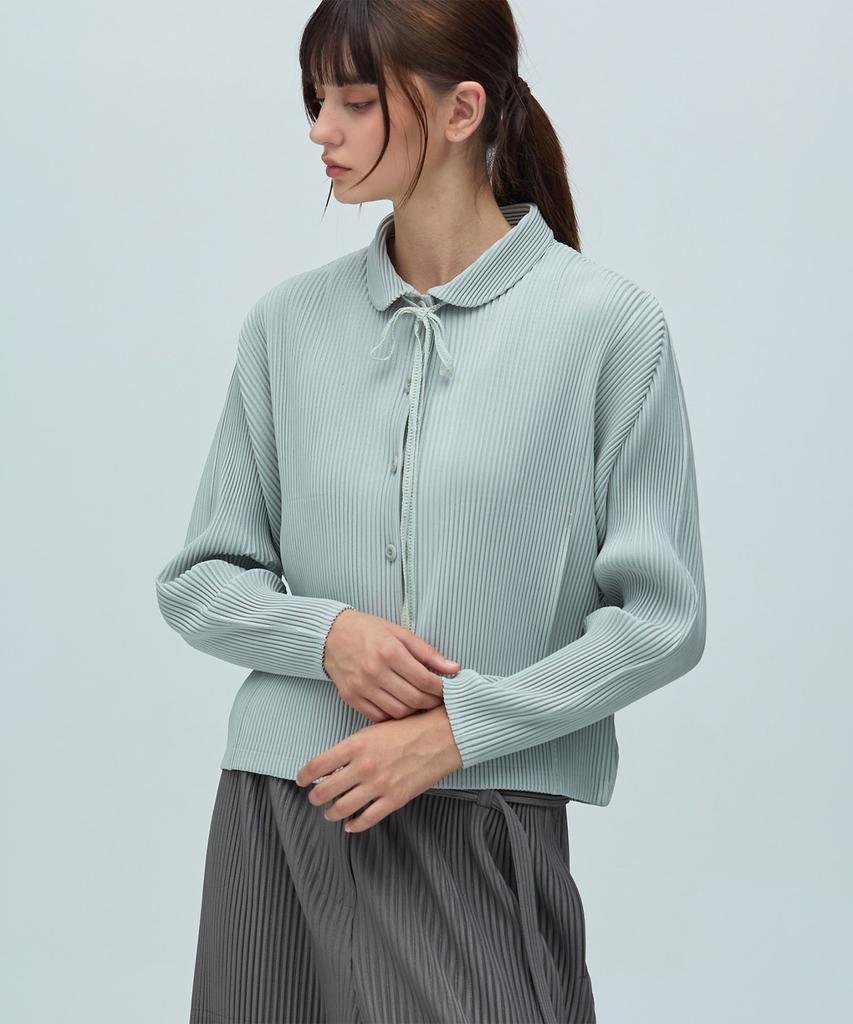 YOYOYOY Ременная Лента Круглый Воротник Плиссированная Куртка 2 Цвета