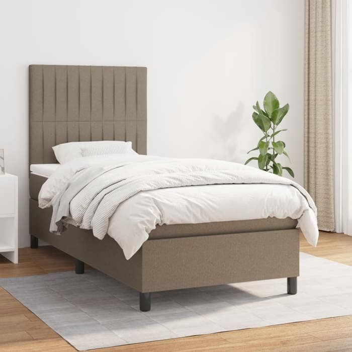 Maison Exclusive - Sommier à lattes de lit avec matelas Taupe 100x200 cm Tissu