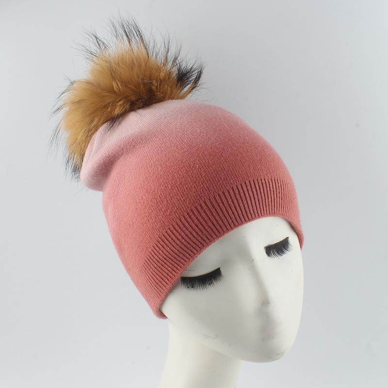 Шляпа Freesh, новая осенняя шапка для взрослых и меха енота, цветной пуловер с принтом тай-дай, кашемировая теплая шапка без полей для женщин