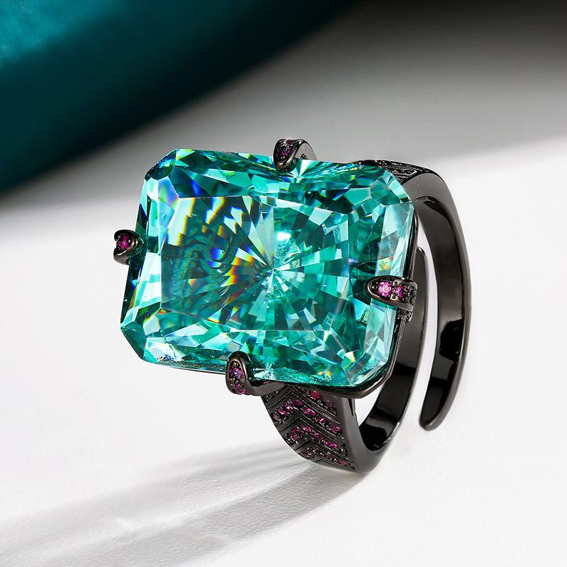 Ювелирный набор Redeen Chepala Зеленый квадратный бриллиант Черное золото Набор Главный камень 15 * 20