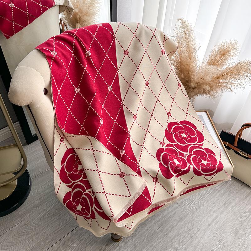 Cashmere Scarf Women Design Thick Blanket Pashmina Warm Shawl Wrap Neckerchief Female Plaid Bufanda Winter Bandana