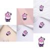 Adorable Pink Cartoon Character Brooch With Big Eyes Unique Metal Badge Accessory