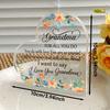 Collectible Figurines Grandma Birthday Gift - Heart - Shaped Acrylic Decor with Floral Design, Ideal for Bedroom Decor