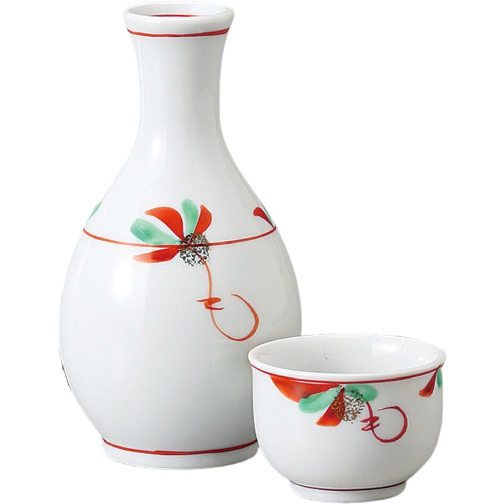 Sake Tokkuri and Ochoko Bottle and X Kyo Kobana Size Tokkuri Bottle and Set Mino Ware Ale-net Set, (Sake Chokuko) Set, 6.3cm 12.5cm H, Approx. 160cc,