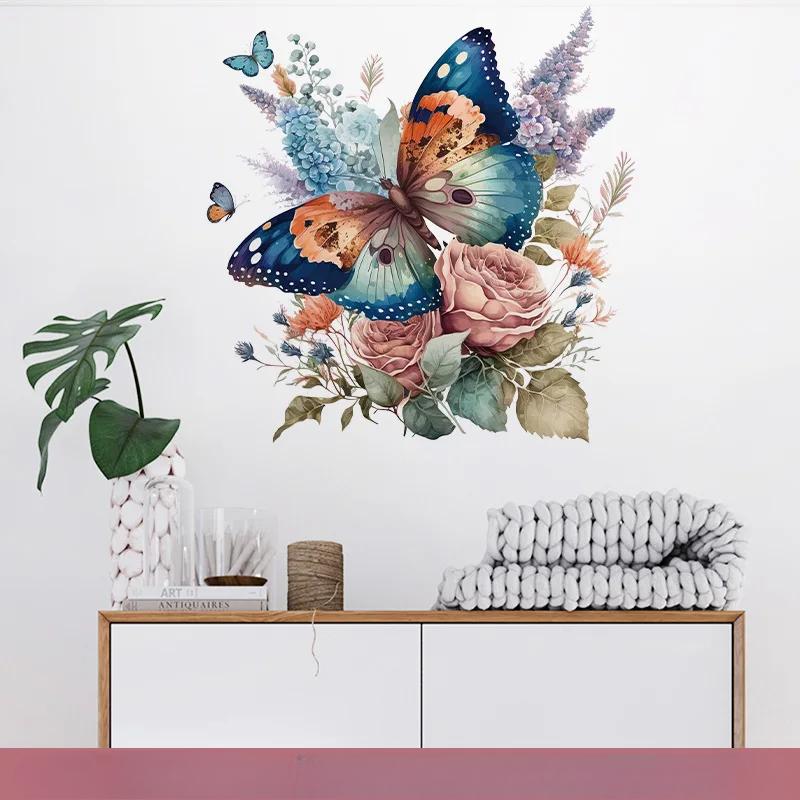 1 шт. красочная бабочка теплая спальня окно наклейка фон настенное украшение ванная комната плитка туалет украшение наклейка плакаты
