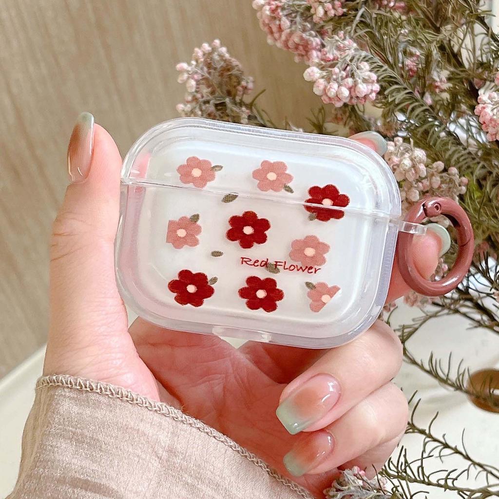 Ins красный цветок мультфильм противоударный чехол для наушников для Apple Air Pod 1 2 Pro 3 2nd беспроводная Bluetooth-гарнитура зарядное устройство милый