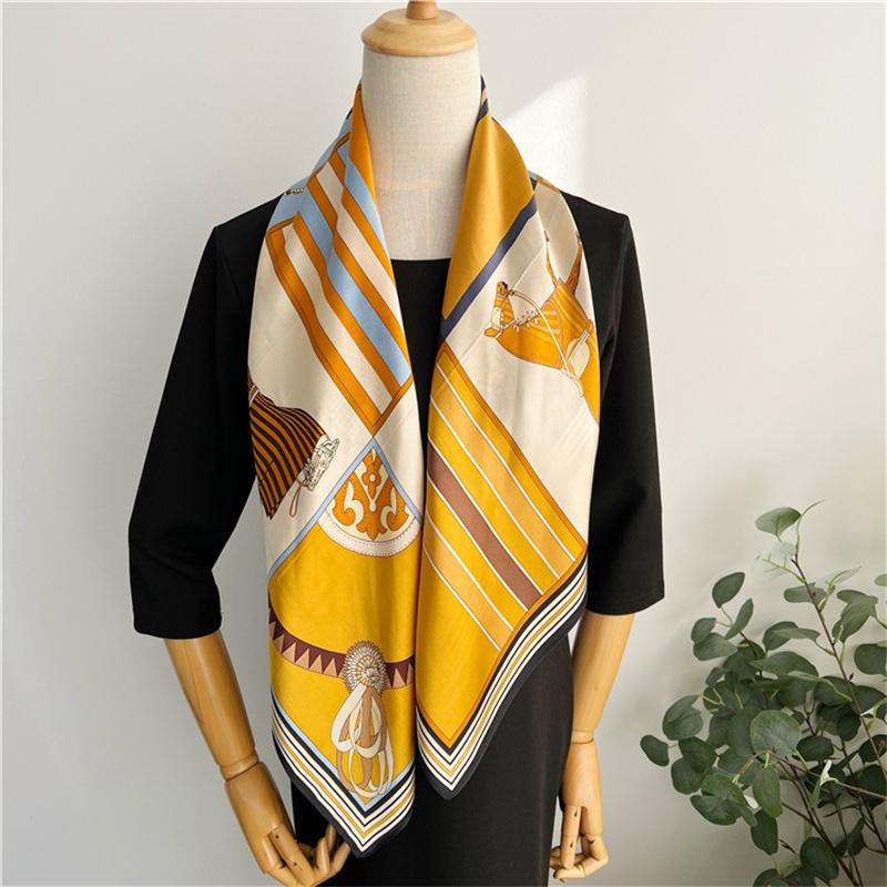 88*88 см квадратный шелковый шарф женский модный принт маленький шейный платок офисный женский пояс для волос носовой платок женский платок шаль