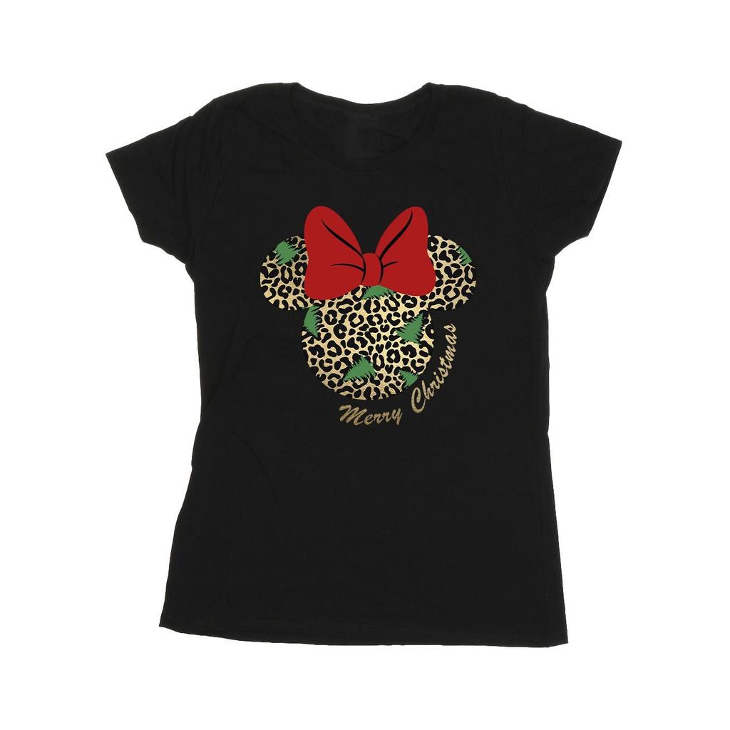 Disney Womens/Ladies Minnie Mouse Leopard Christmas Cotton T-Shirt