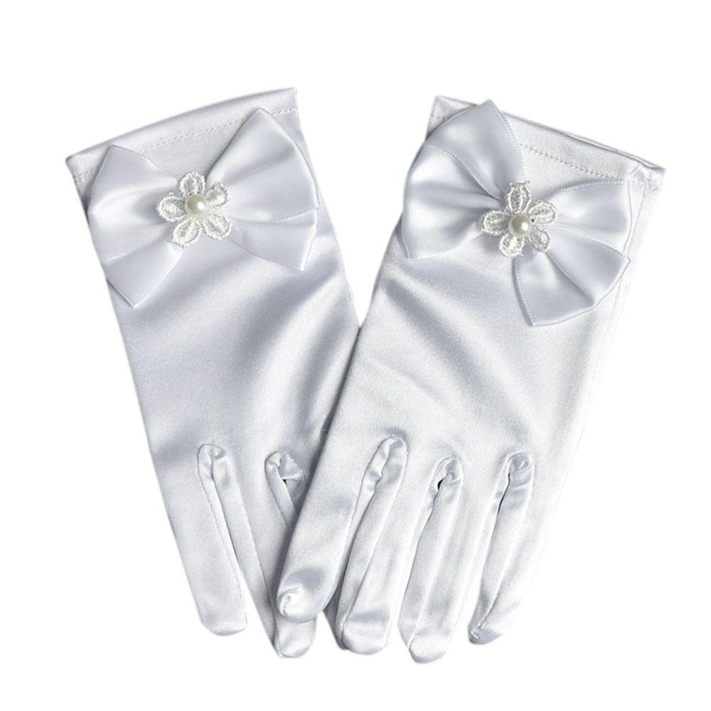 Dance Performance Stage Gloves Full Finger Mittens Wedding Flower Girl's Gloves Princess Gloves