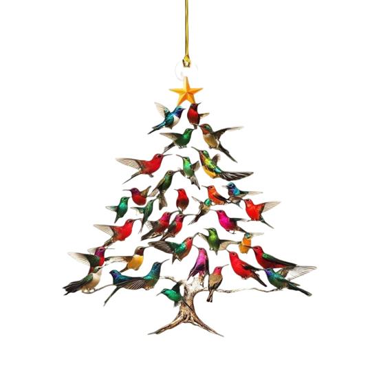 Блестящая Рождественская игрушка-колибри Двусторонняя красочная конструкция Игрушка-колибри Зимняя птица Рождественский декор