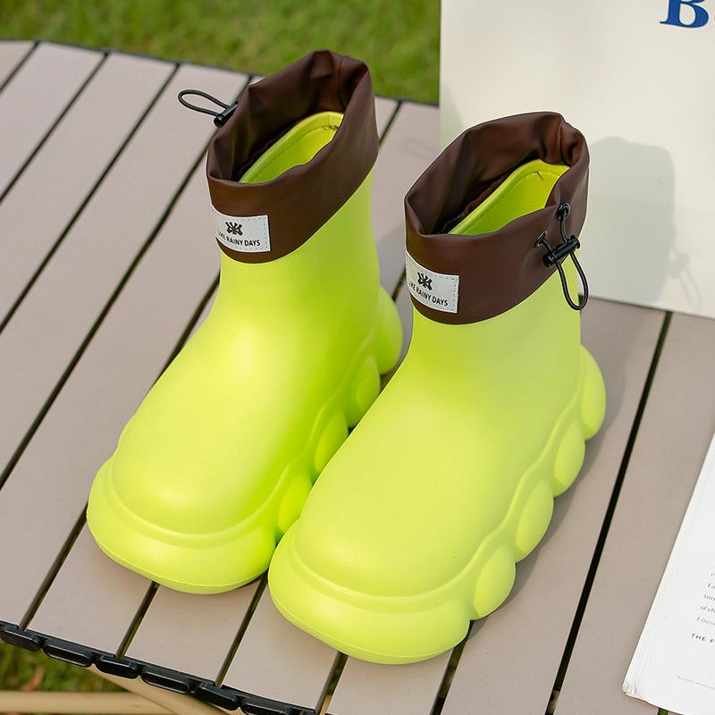 Женские сверхлегкие водонепроницаемые нескользящие сапоги из ЭВА с толстой подошвой, модные зимние плюшевые хлопковые теплые и удобные уличные резиновые сапоги
