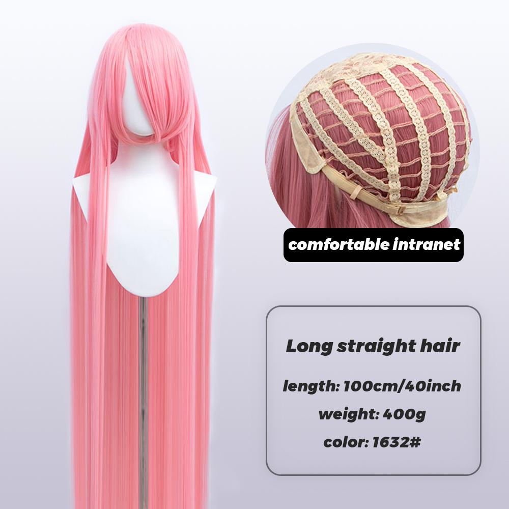 100cm Long Synthetic Cosplay Anime Wig Blonde Blue Red Pink Purple Hair For Party With Bangs Cosplay Wigs For Women