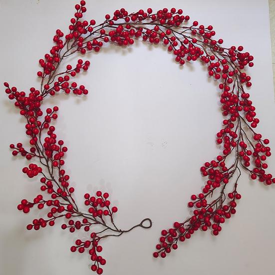 195/270 см искусственная красная ягодная гирлянда реалистичная подвесная искусственная красная ягода для использования в помещении и на открытом воздухе