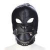 BDSM Adult Toys Sex Products Open Eyes and Mouth Zipper Leather Headgear Mask Sub