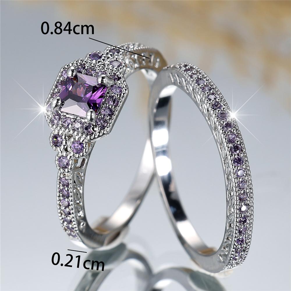 Роскошные квадратные кольца с кристаллами и фиолетовым цирконием для женщин, винтажное цветное обручальное кольцо, свадебные украшения, подарок на помолвку