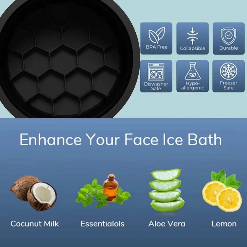 Built-in Ice Tray Foldable Face Ice Bath Bowl Silicone Cooling Washbasin  Skin Care