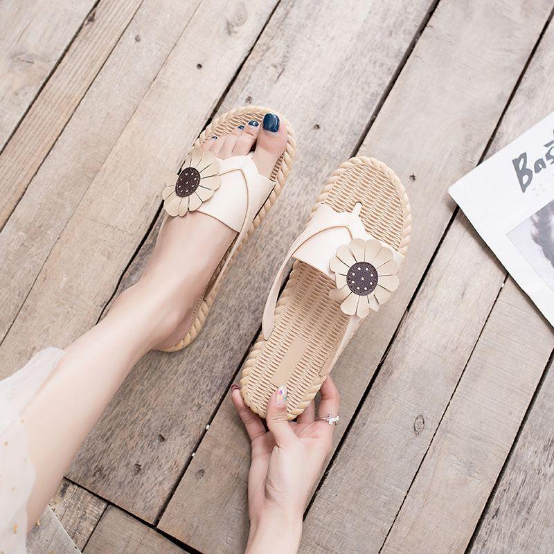 Fashion Woman Slippers Flowers Sandals Flops On Beach Shoes For Women Flip Slides Cheap Premium 2024 Luxury Liquidation Sale