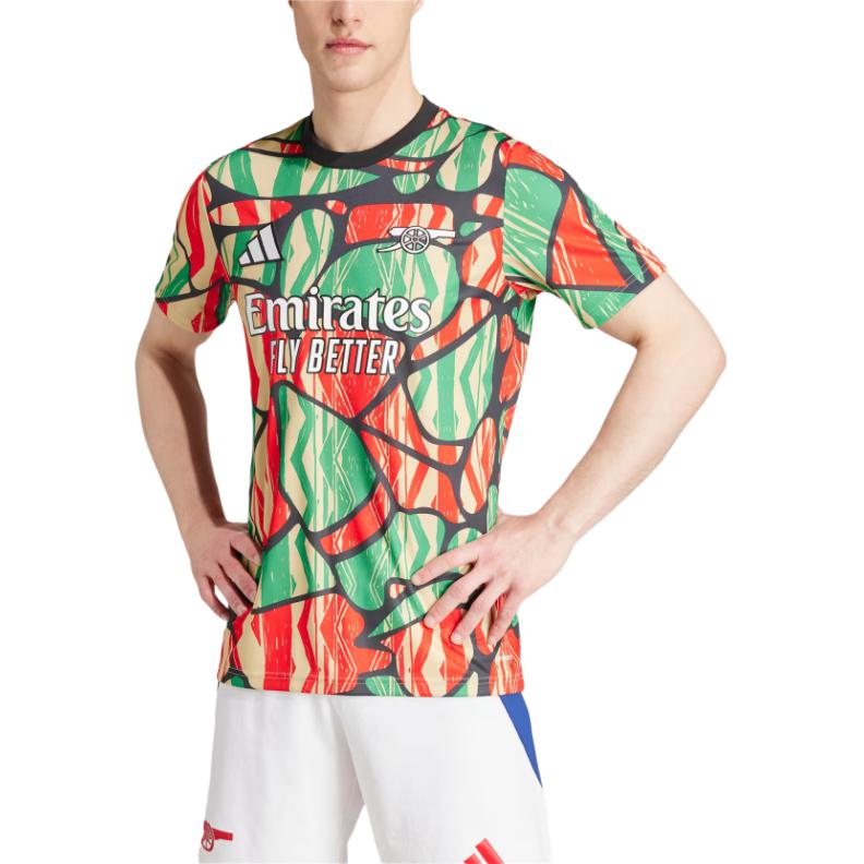 adidas Футболка Arsenal Pre-Match, удобная, стильная, с круглым вырезом и коротким рукавом, с принтом, мужская, цвет красный, черный IS9996