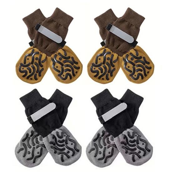 4 шт. нескользящие носки для собак с силиконовыми захватами, предотвращающими облизывание лап, регулируемый ремешок, дышащие, водонепроницаемые, эластичные носки для пола из твердой древесины