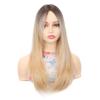 Synthetic Long Straight Hair Wig Blonde Ombre Color for Women Girls Daily Use