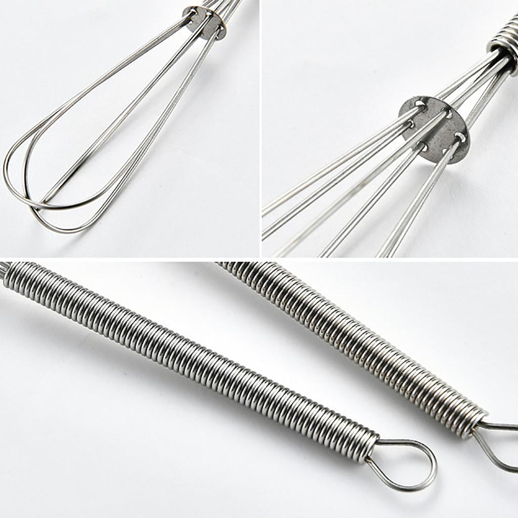 2pcs/set Stainless Steel Mini Manual Egg Beater Non-slip Spring Handle Small Egg Mixer Cream Mixer Easy To Clean Kitchen Tools
