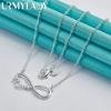 URMYLADY 925 Sterling Silver MOM Charm Pendant Thin Chain Necklace For Women Girls Party Fashion Jewelry