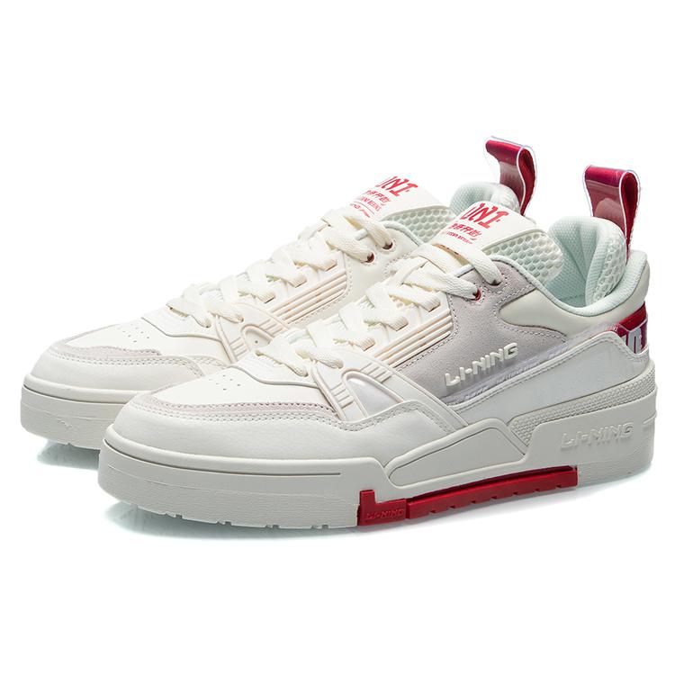 Li Ning 001 BTC Скользкие, Износостойкие, Сбалансированные, Легкие Низкие Скейтбордические Кроссовки Унисекс Белый Красный AECR001-4