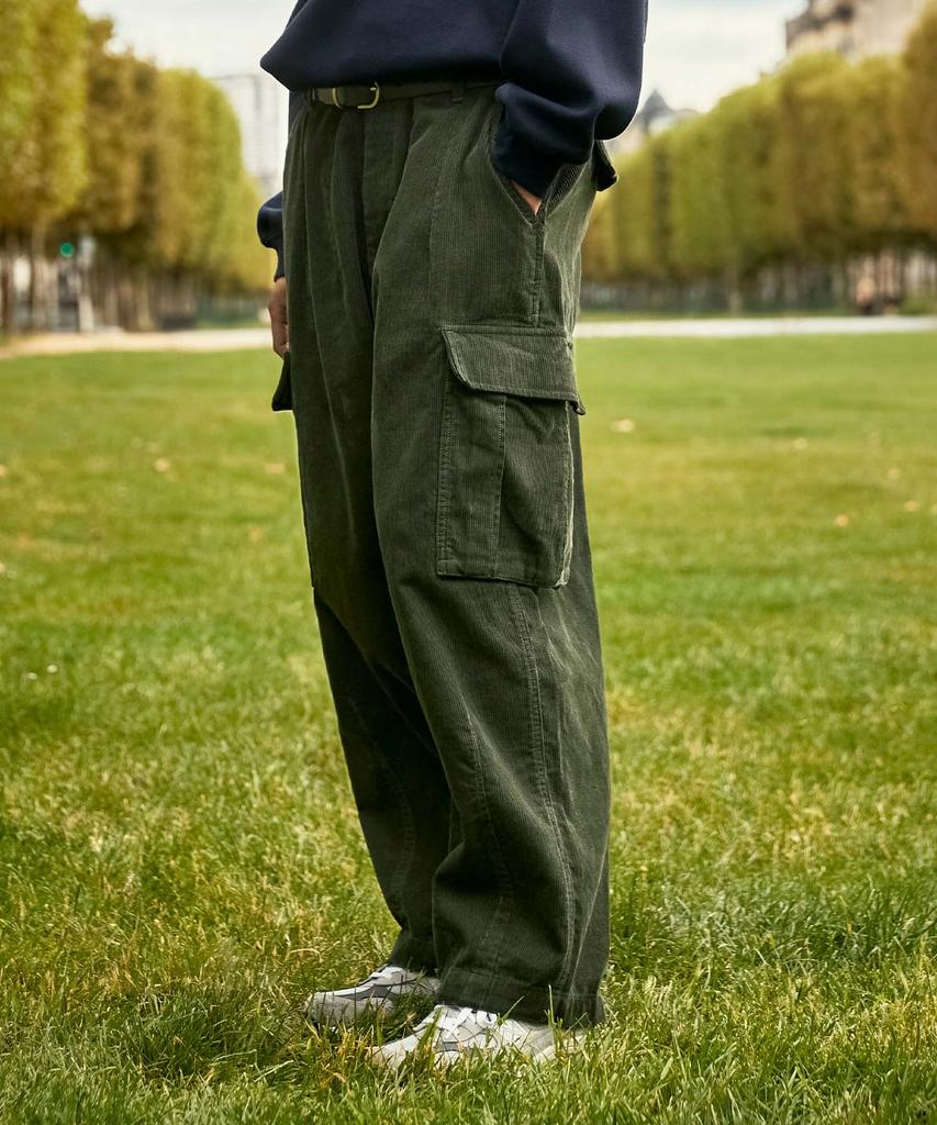 MINIMALPROJECT Wide Cargo Pocket Corduroy Pants Mpt116 [Kahki]
