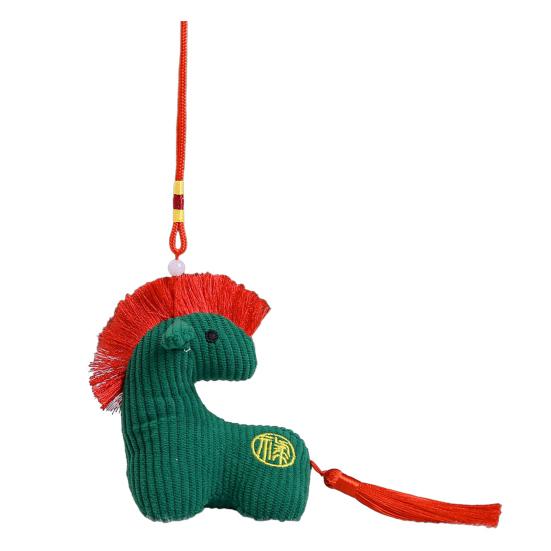 Plush Horse Toy Hanging Decoration Stuffed Lucky Pony Plushie with Red Tassels Year of Horse Mascot Doll Bag Charm New Year Holiday Gift