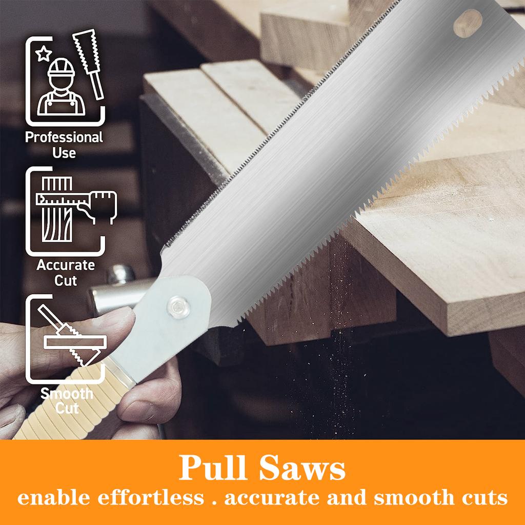 High Carbon Steel Double-sided Hand Saw 9.3 Inches High Hardness Beech Wood Comfortable Handle 2-in-1 Woodworking Hand Saw