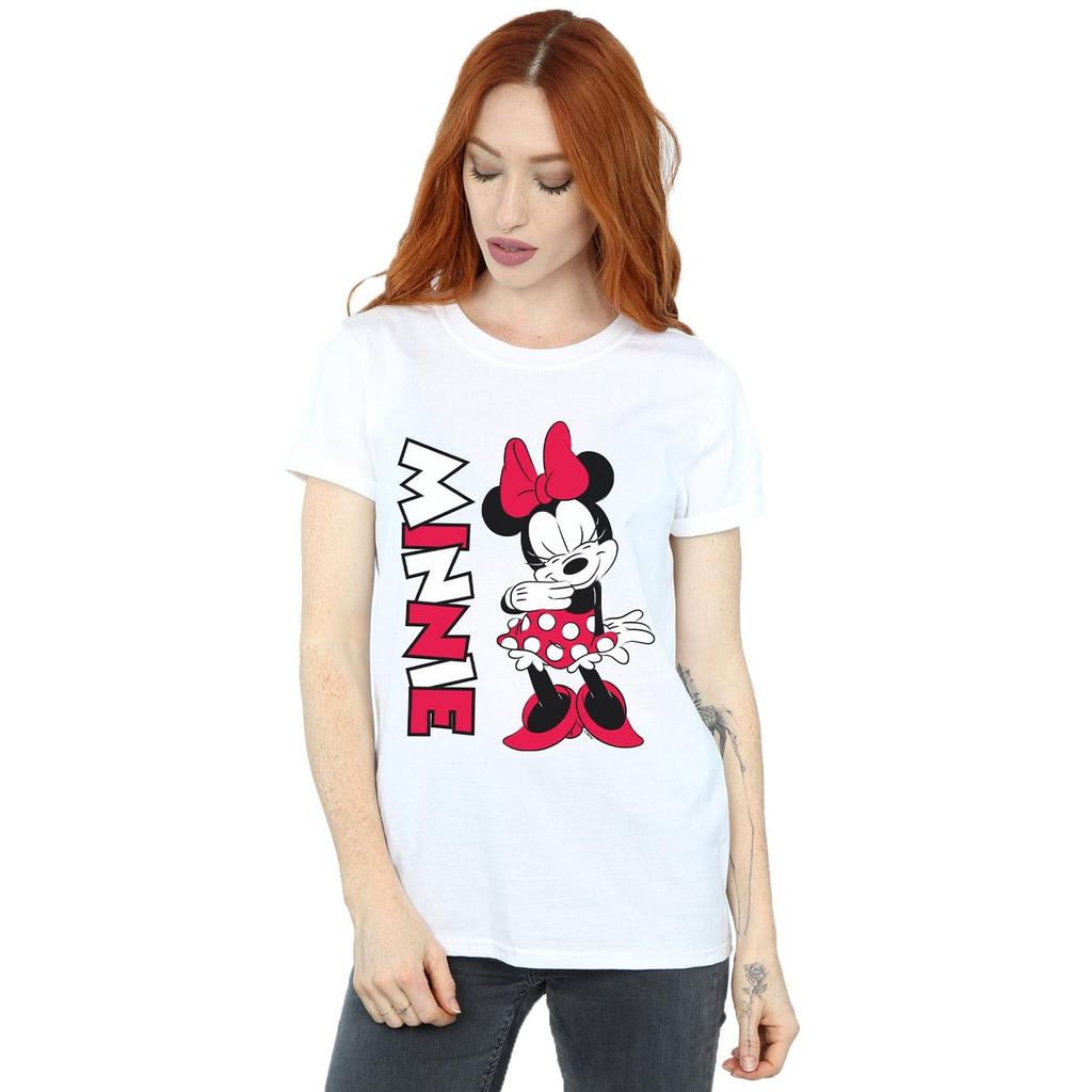 Disney Womens/Ladies Minnie Mouse Giggling Cotton Boyfriend T-Shirt