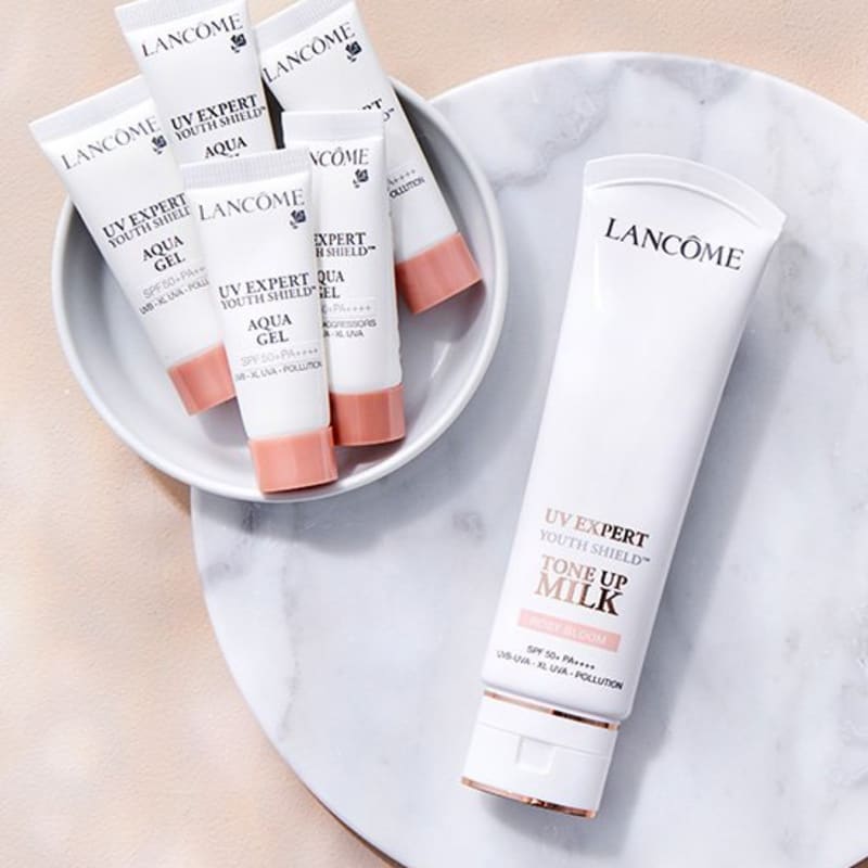 Lancome НОВЫЙ солнцезащитный крем UV Expert Tone-up (Розовый Блум/Жемчужный Блеск) 50 мл 2 типа (Выберите 1) (УФ Аква Гель 10млх5шт Бесплатно)