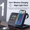 5-in-1 Magnetic Wireless Charging Stand with Clock, Temperature, Humidity Display and Night Light - 15W Fast Charging, Phone and AirPods Holder,