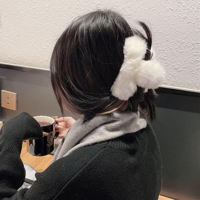 Коготь из искусственного меха, кроличья шерсть, большая шпилька для заколки на затылке, темпераментный зажим, новый милый плюшевый зажим для волос, когтеточка для волос в виде конского хвоста